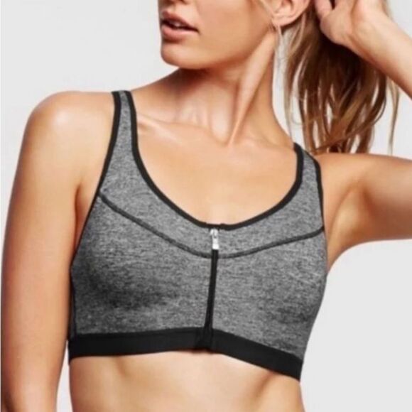 Victoria's Secret Other - Victorias Secret Knockout Underwire High Impact Grey Marled Zipper Sprt Bra Nwot